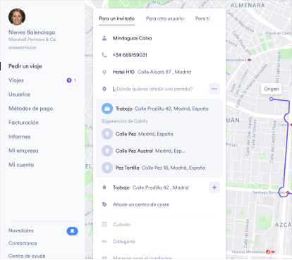 Cabify for Business journey creation, 2020