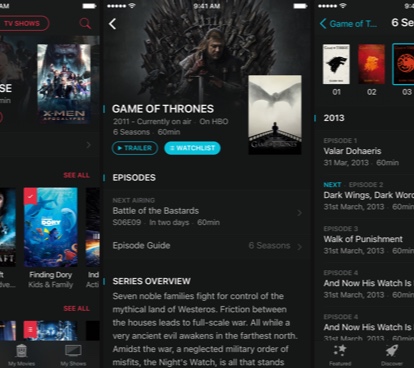 Pilot: a movies and TV shows app that never got released, 2016