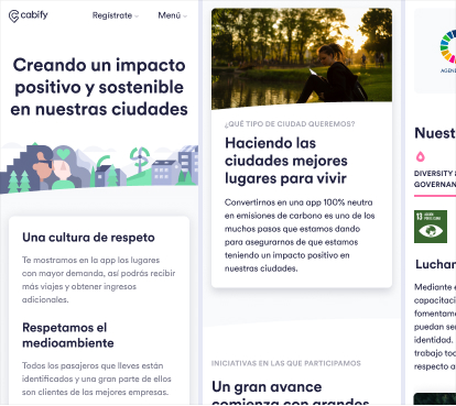 Cabify Corporate Social Responsibility web section, 2018